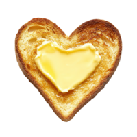 A slice of toasted bread shaped like a heart with butter png