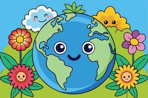 Planet Earth on background Cartoon vector