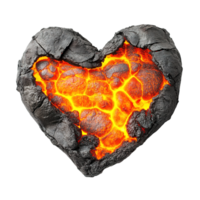A heart shaped lava filled structure with dark rough outer layers png