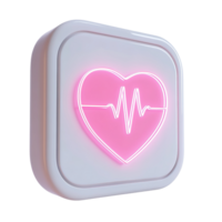 A glowing pink heart symbol with a pulse on a square button png