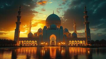 Sunset Mosque, Abu Dhabi, reflection, prayer, travel photo
