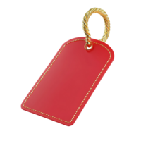 A red blank tag with gold trim and a loop png