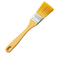 A single paintbrush with wooden handle and yellow bristles is seen png