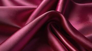 polished satin cloth surface in vibrant fuchsia, under warm indoor lighting, showcasing the smooth, reflective finish and rich color. Capture the contrast between the light and dark areas, photo