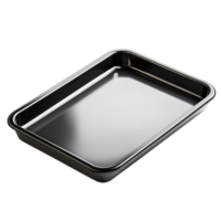 Shiny Rectangular Metal Baking Tray with Reflective Surface and Edges png