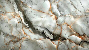 Abstract marble texture with grey, white, and gold veins. Detailed surface design with patterns and cracks. photo