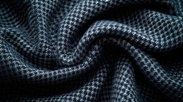 Close-up of dark blue and white textured fabric with a complex pattern. photo
