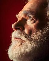 Powerful Portrait of Contemplative Elderly Philosopher in Cinematic Magazine Editorial Style photo