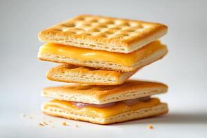 Stacked Cracker Sandwich with Cheese and Taro Filling photo