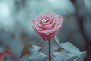 Delicate Rose with Engagement Ring photo