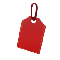 A red rectangular blank tag with a string is displayed clearly png