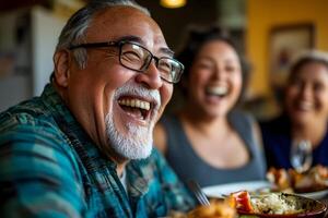 Joyful Gathering of Friends Sharing a Vibrant Meal Together photo