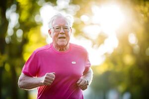 Energetic Centenarian Jogging in the Park Defying Age with Vibrant Vitality photo