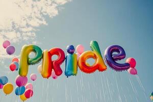 Colorful Pride Balloons Floating in the Sky photo
