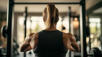 Fitness Influencer Showcasing Strength Training Exercises in Stylish Home Gym Interior photo