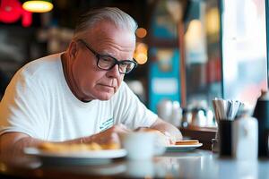Hardworking Caf Owner Proudly Serving Customers in a Warm and Inviting Atmosphere photo