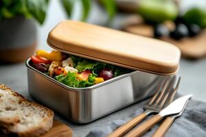 Healthy and Sustainable Lunchbox with Organic Fresh Produce photo