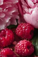 Raspberries and Peonies photo