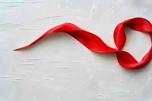 Flowing Red Ribbon Forming a Heart Shape photo