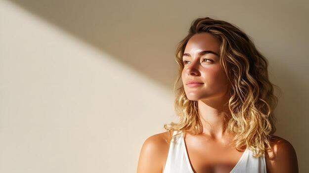 Stylish Wellness Influencer Practicing Intermittent Fasting in Minimalist Setting with Soft Natural photo