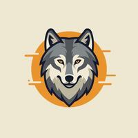 Wolf Face Illustration with Calm Expression and Circular Graphic Element vector