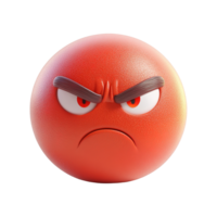 A spherical red character with expressive eyes and furrowed eyebrows png