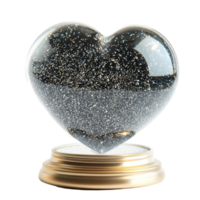 A glass heart shaped object with many tiny particles inside png