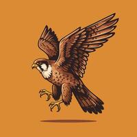 Hawk Flying Illustration with Spread Wings Against Plain Background vector