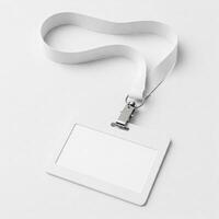 A blank plain white name tag mockup isolated on a white background photo