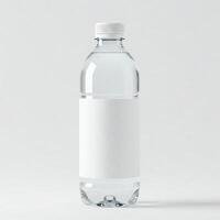 A water bottle with a plain white blank label mockup isolated on a white background photo