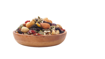 Gourmet blend of nuts seeds and dried fruits isolated on transparent background png