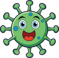 Cute Cartoon Coronavirus with Happy Expression vector