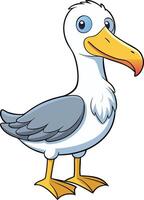 Cheerful cartoon seagull standing on white background vector