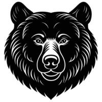 Black and white bear head illustration vector