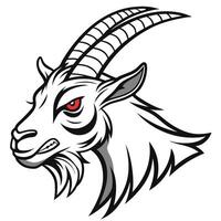 Angry Goat Head Illustration with Red Eye vector