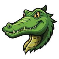 Cartoon Green Crocodile Head with Sharp Teeth vector