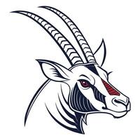 Striking Oryx Head Illustration with Red Eye vector