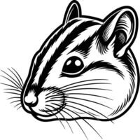 Chipmunk Face Illustration in Black and White vector