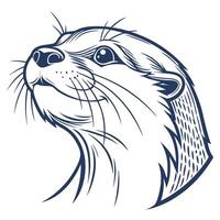 Otter head illustration with outline style. vector