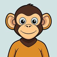 Cartoon monkey avatar with happy expression vector
