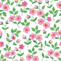 Pink floral pattern seamless repeating background. vector