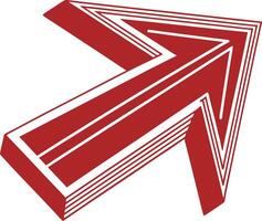 Red geometric layered arrow pointing right. vector