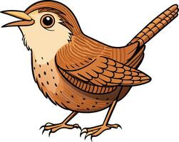 Cartoon wren bird illustration with open beak vector
