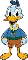 Cheerful Cartoon Duck Character Standing Posing Isolated vector