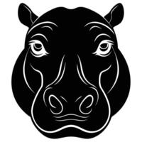 Hippo head silhouette illustration isolated vector