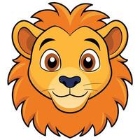 Cute Cartoon Lion Face Illustration vector