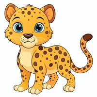 Cute Cartoon Leopard Cub on White Background vector