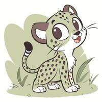 Cute Cartoon Cheetah Cub Standing in Grass vector