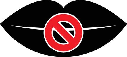 Muted Mouth with Restriction Icon Symbol. vector