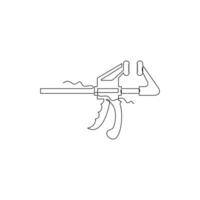 one line art Quick Grips Clamp tool illustration. line art, one continuous line, simple, hand drawn and sketch style. for icons, symbols, signs or logos vector